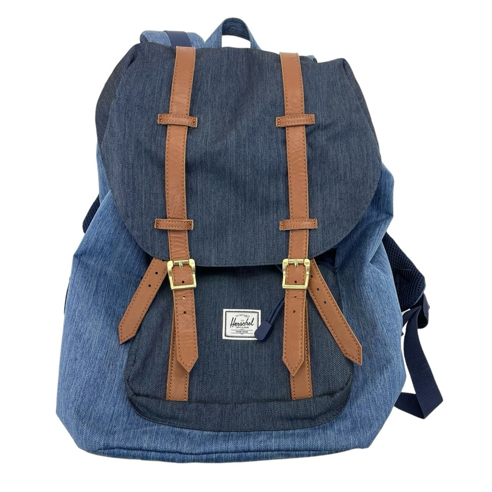 Herschel Supply Company Two-Tone Denim Backpack with Brown Straps - Picture 14 of 16